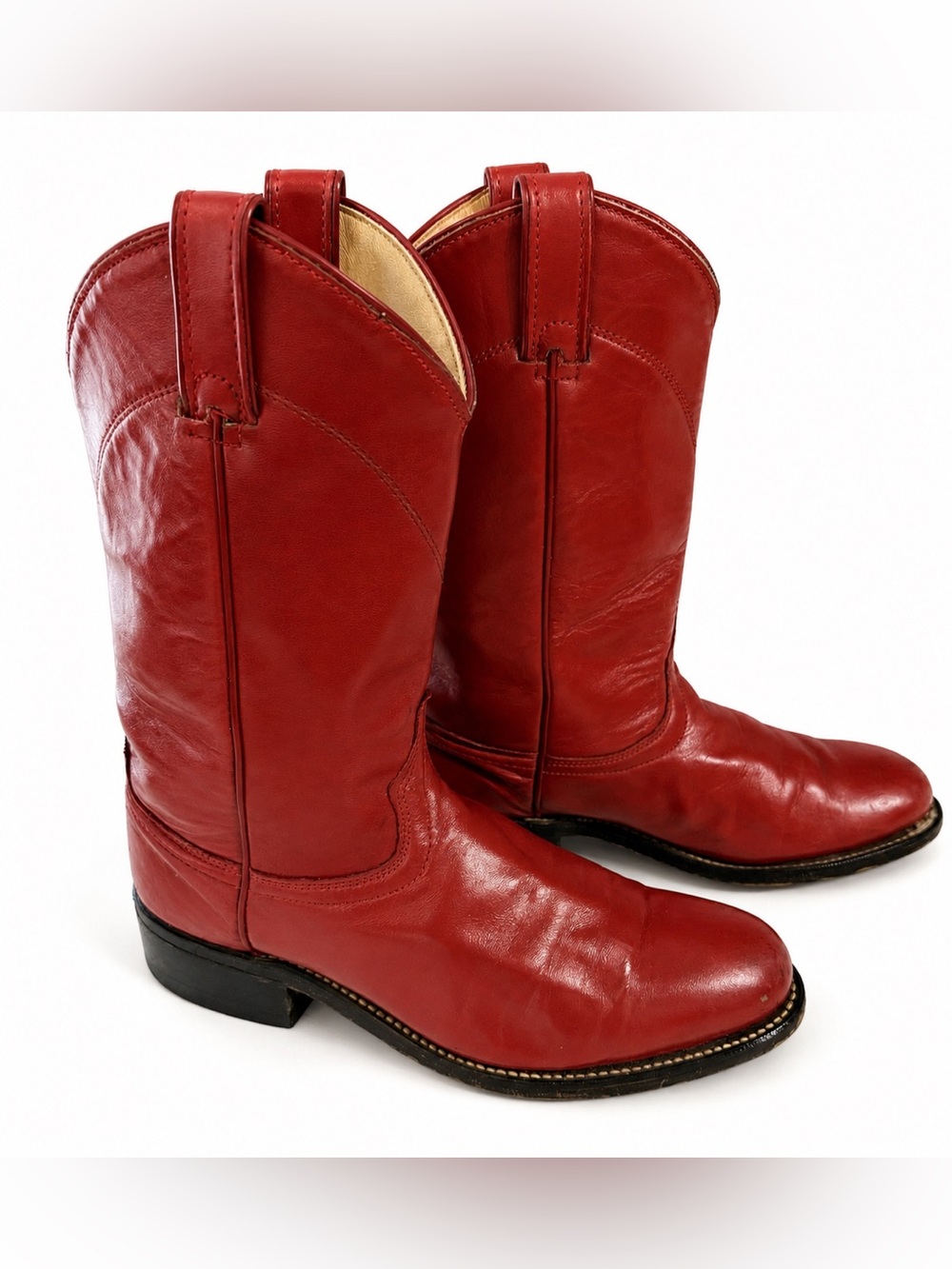 Vintage leather red cowboy / cowgirl boots- cherry red, size 7